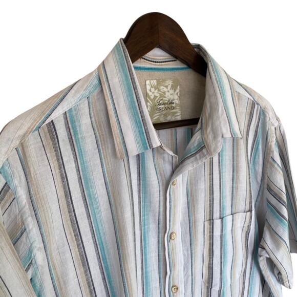 Tasso Elba Island Striped Button Up Shirt - Large - Picture 2 of 4